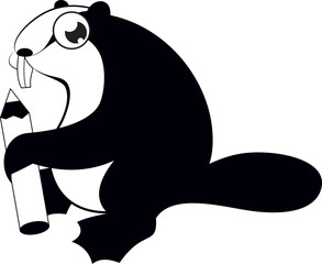 Beaver holding pencil.
Cute beaver holding a pencil. Black and white
