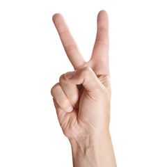 Hand with two fingers up, cut out