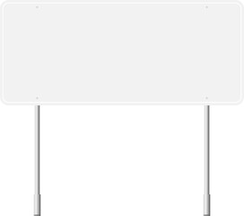 Obraz premium Various road, traffic signs. Highway signboard on a chrome metal pole. Blank white board with place for text. Information sign mockup. Vector illustration.