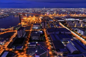 大阪府、さきしまコスモタワーからの夜景（南港コンテナターミナル方面）