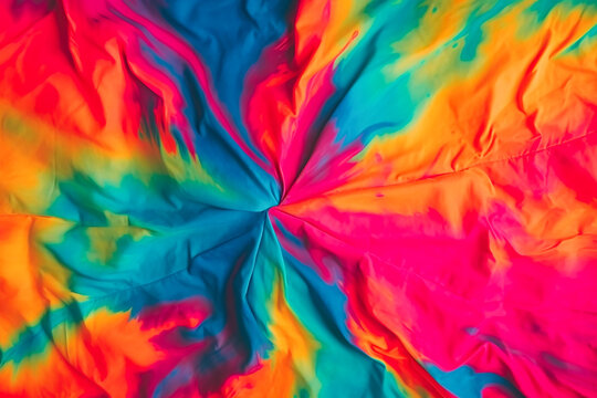Bright tie dye style abstract summer background. AI generated image