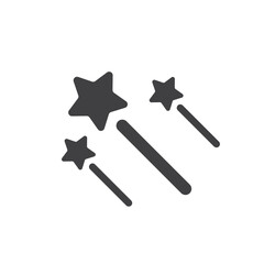 Magic wand with stars flat sign design. Magic wand vector icon. Magic wand symbol pictogram. Miracle linear icon. UX UI icon