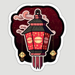 A colorful Chinese lantern with intricate details and a festive feel.