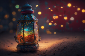 Ramadan Kareem background lanterns Generative AI