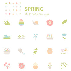 set of spring icons, nature, flower, season, garden, easter