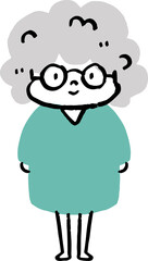 Cute Grandmother with simple doodle style