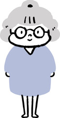 Cute Grandmother with simple doodle style
