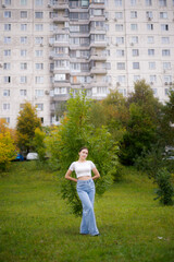 girl in a city park