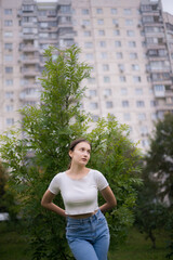 girl in a city park