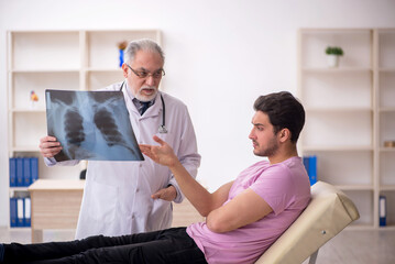 Young male patient visiting old male doctor radiologist