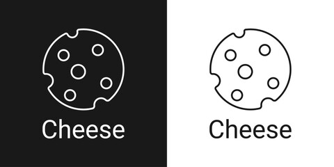 Linear cheese icon, outline vector sign, linear icon, isolated on white background