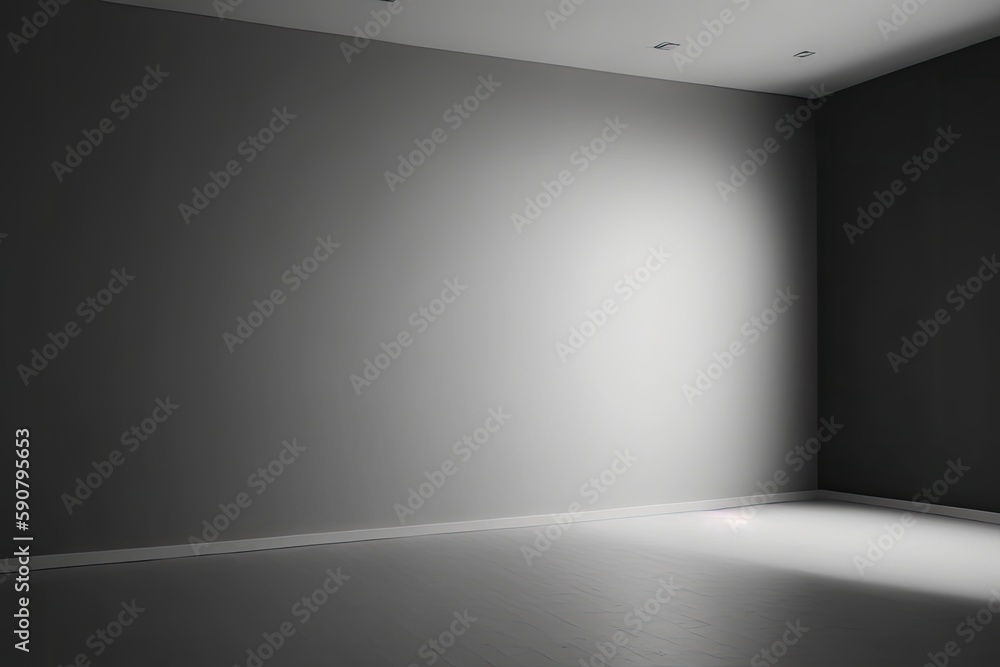 Poster an empty room with natural light shining from above. generative ai