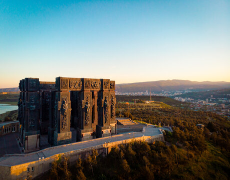 Aerial Monument known as Chronicle of Georgia or Stonehenge of Georgia, in Tbilisi, Georgia