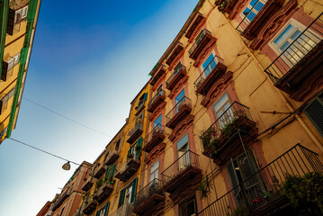 Fototapeta na wymiar Prosperous street area with houses in Italy.