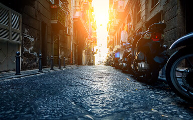 Typical street with houses in Italy.