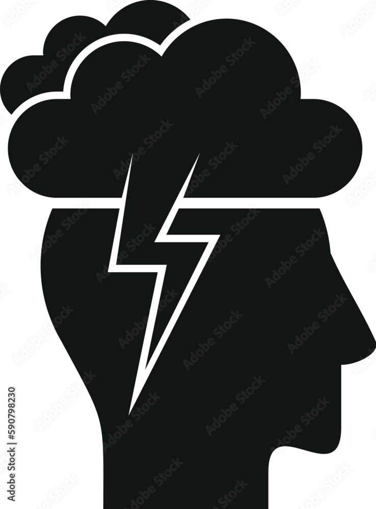 Wall mural Thunderstorm brain icon simple vector. Drug illness. Pill treatment