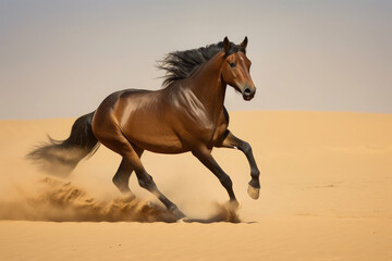 horse run gallop in desert