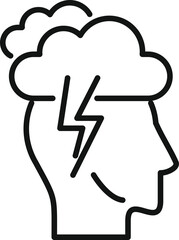 Thunderstorm brain icon outline vector. Drug illness. Pill treatment
