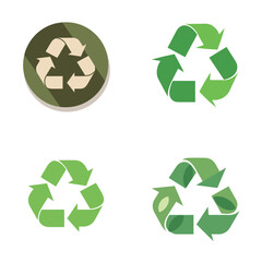 Fototapeta premium symbol set, pack of four recycling symbols that refer to Reuse, Reduce and Recycle