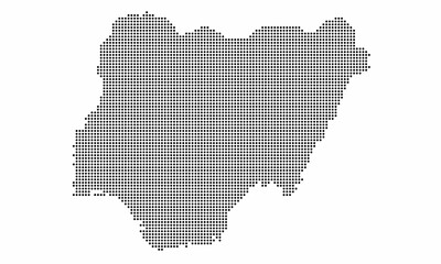 Fototapeta na wymiar Nigeria dotted map with grunge texture in dot style. Abstract vector illustration of a country map with halftone effect for infographic. 
