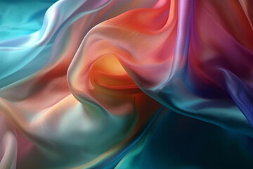 abstract background of multicolored silk or satin texture. Generative ai