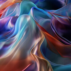 abstract background of multicolored silk or satin texture. Generative ai