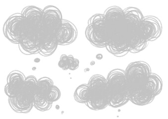 手書き風のふわふわざらざらした雲形吹き出しセット