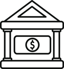 Bank building icon outline vector. Money finance. Coin reserve