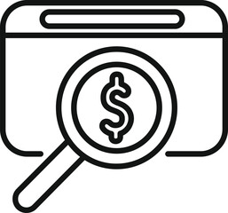 Online money search icon outline vector. Bank finance. Deposit reserve