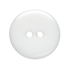 One single white plastic button isolated on transparent background