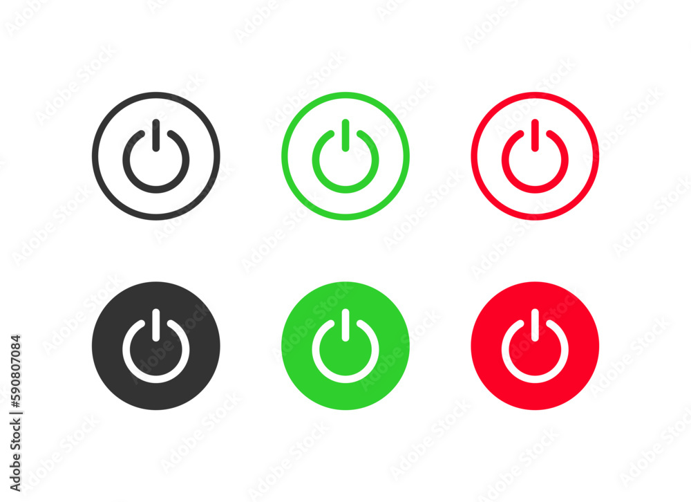 Poster Power icon set. on off icon. set of power buttons, switch on and turn off icons. press start button sign. vector illustration