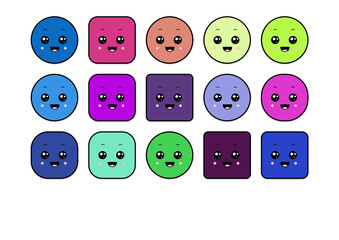 Fototapeta premium kawaii smiling 2d shape illustration anime