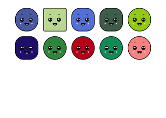 kawaii smiling 2d shape illustration anime