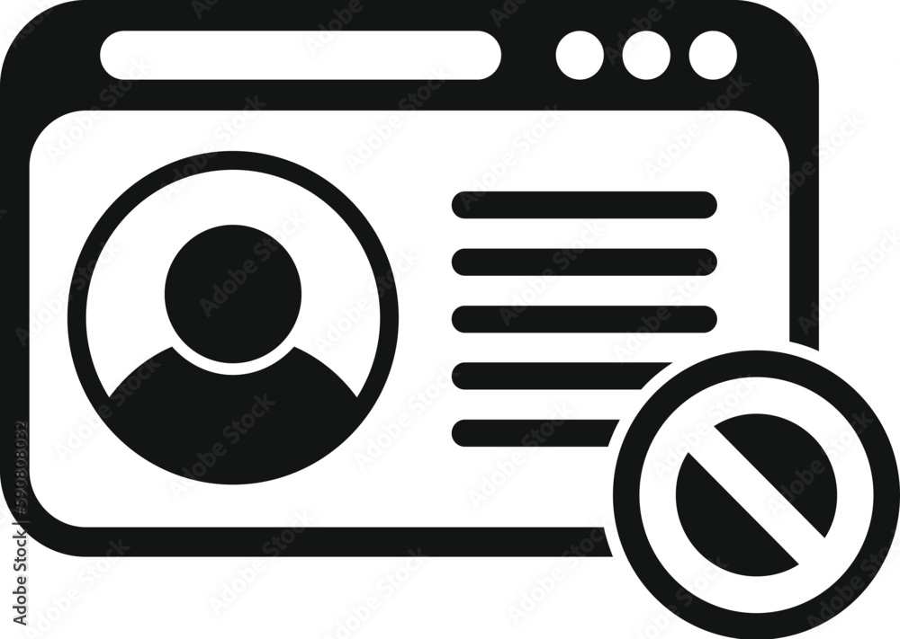 Poster website digital ban icon simple vector. blacklist user. data message
