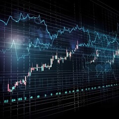stock market chart with digital financial chart graphs and diagrams, stock market expansion, business investment, and data idea. generative ai