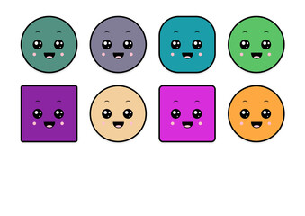 kawaii smiling 2d shape illustration anime