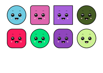 kawaii smiling 2d shape illustration anime