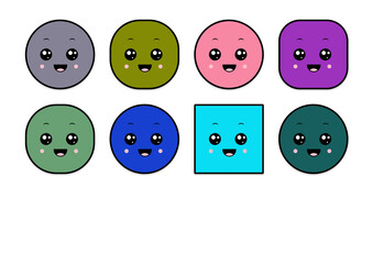 kawaii smiling 2d shape illustration anime