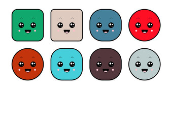 kawaii smiling 2d shape illustration anime