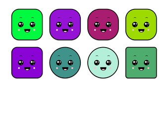 kawaii smiling 2d shape illustration anime