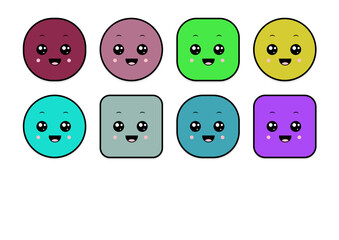 kawaii smiling 2d shape illustration anime