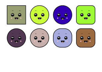 kawaii smiling 2d shape illustration anime