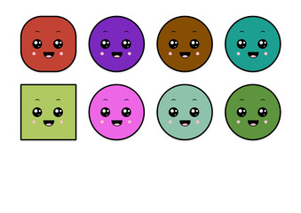 kawaii smiling 2d shape illustration anime