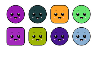 kawaii smiling 2d shape illustration anime