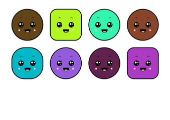 kawaii smiling 2d shape illustration anime