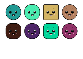 kawaii smiling 2d shape illustration anime