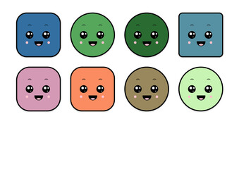 kawaii smiling 2d shape illustration anime