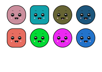 kawaii smiling 2d shape illustration anime