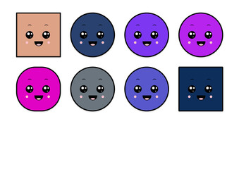 kawaii smiling 2d shape illustration anime