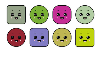 kawaii smiling 2d shape illustration anime